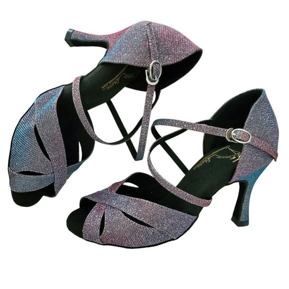 G’Franco NWT Vegas Dancing Shoes Irridescent Polychromatic 3.5” heel Size 7 - Picture 14 of 16